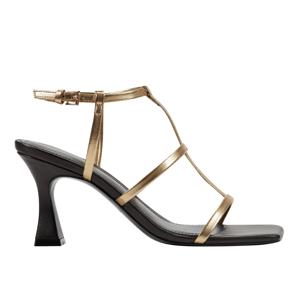 Dennie Strappy Dress Sandal - Gold/Black Patent