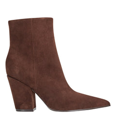 Elynna Block Heel Bootie - Dark Brown Suede