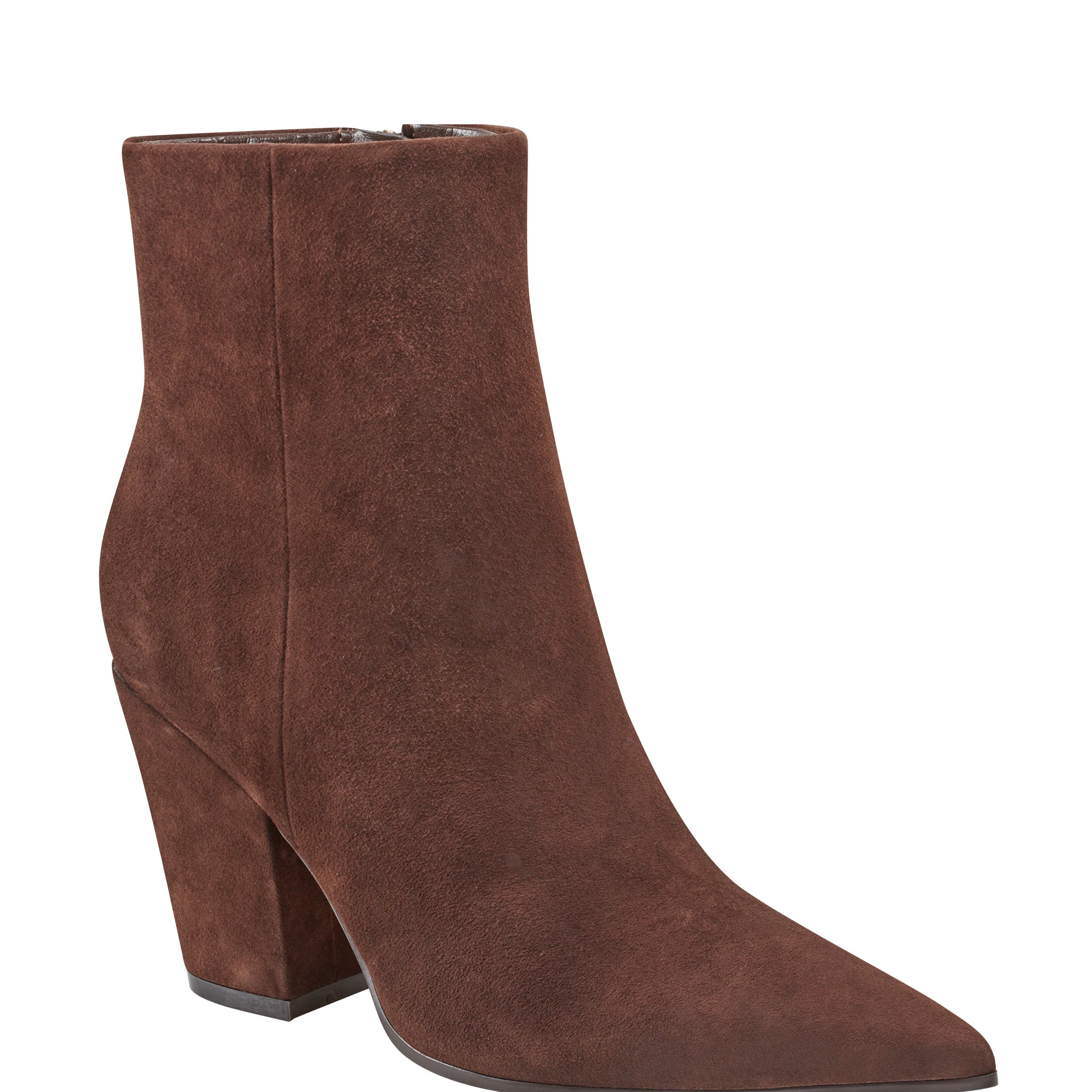Elynna Block Heel Bootie - Dark Brown Suede