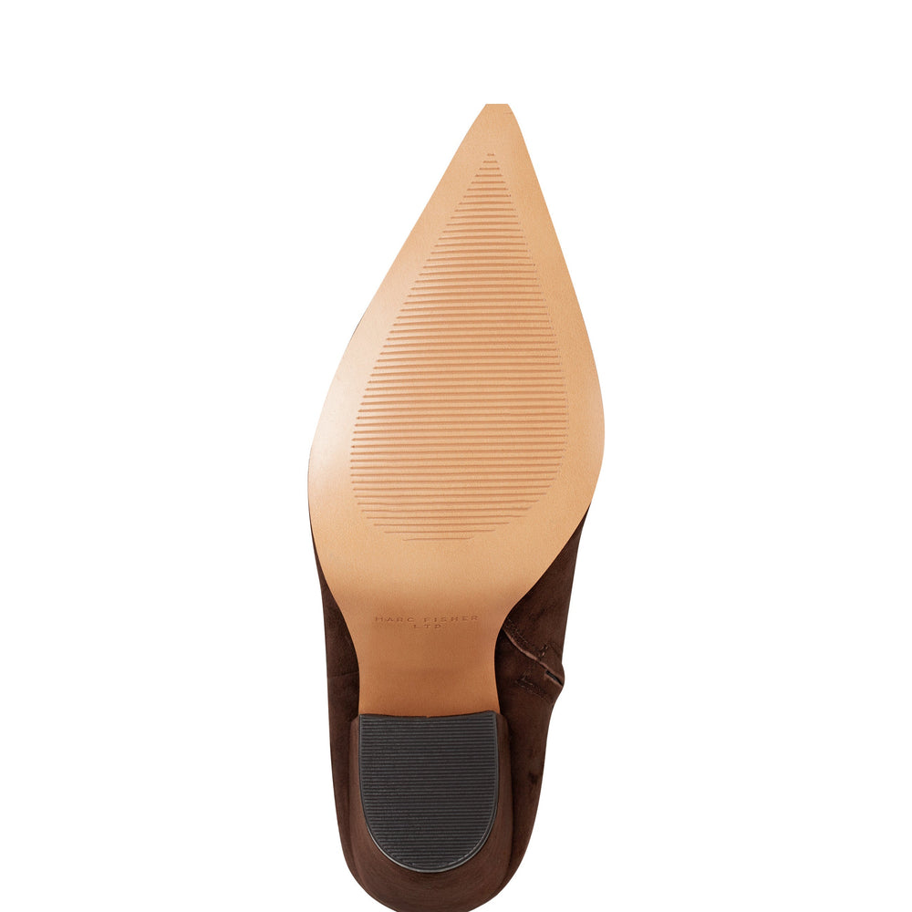 Elynna Block Heel Bootie - Dark Brown Suede