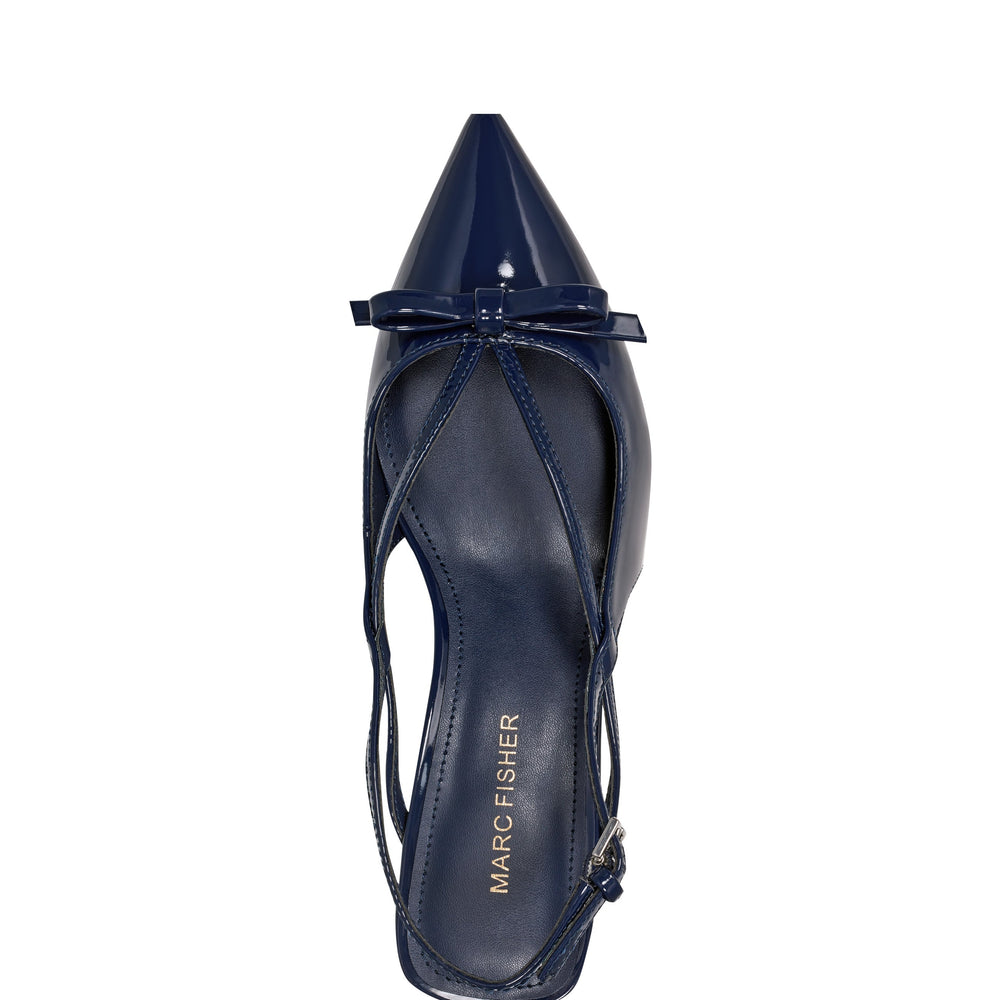 Laily Bow Slingback Pump - Navy Patent