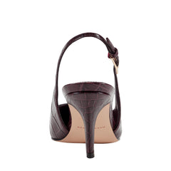Dorie Slingback Pump - Dark Brown Croco