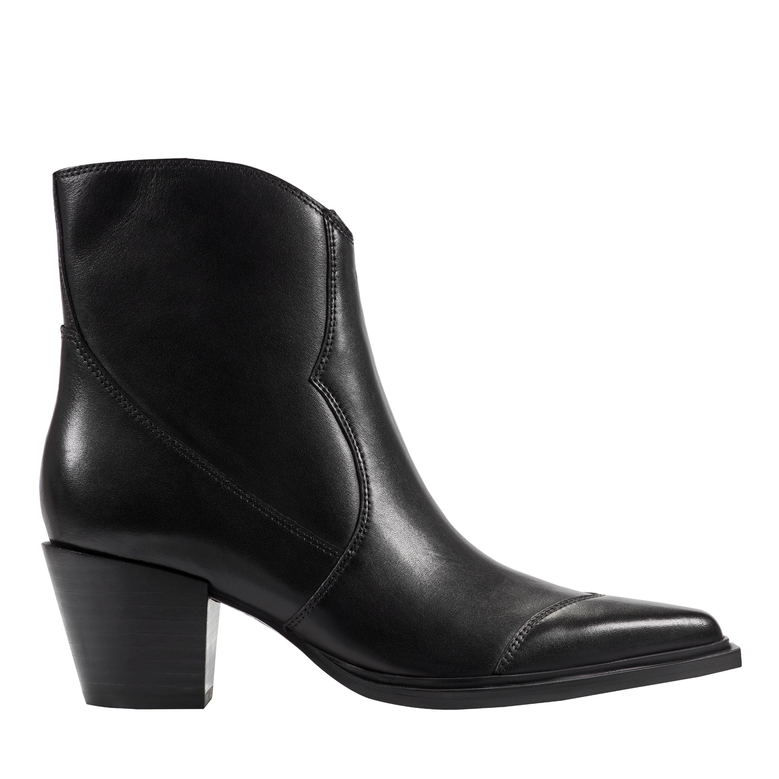 Giulie Western Ankle Bootie - Black Leather