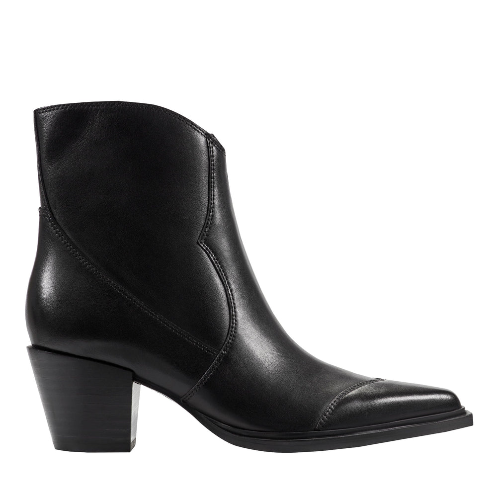 Giulie Western Ankle Bootie - Black Leather