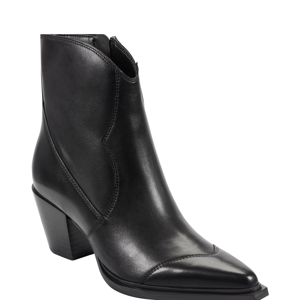 Giulie Western Ankle Bootie - Black Leather