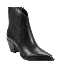 Giulie Western Ankle Bootie - Black Leather