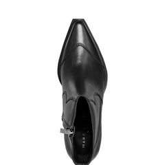 Giulie Western Ankle Bootie - Black Leather