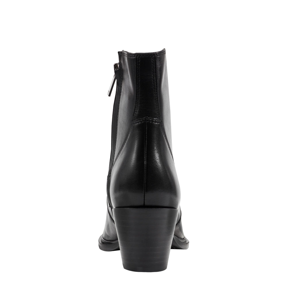 Giulie Western Ankle Bootie - Black Leather