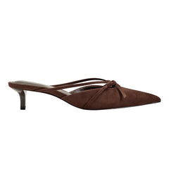 Florin Kitten Heel Mule - Dark Brown