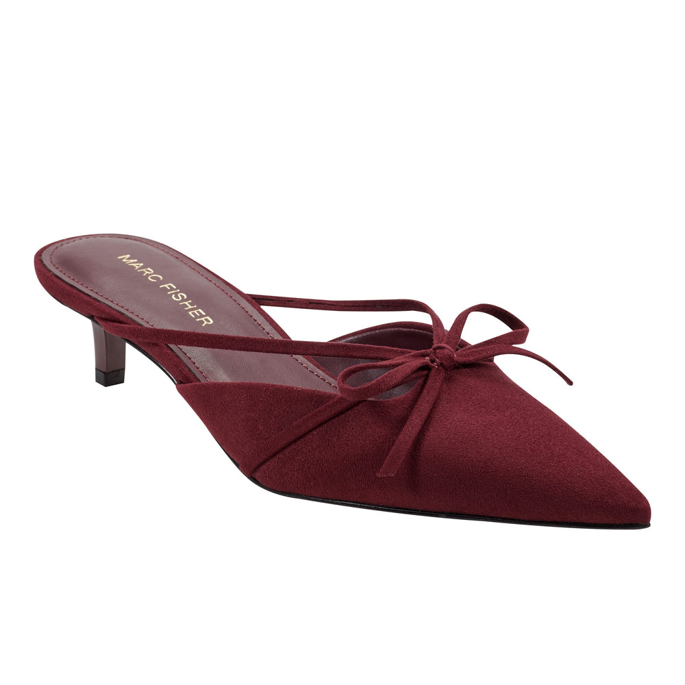 Florin Kitten Heel Mule - Dark Red