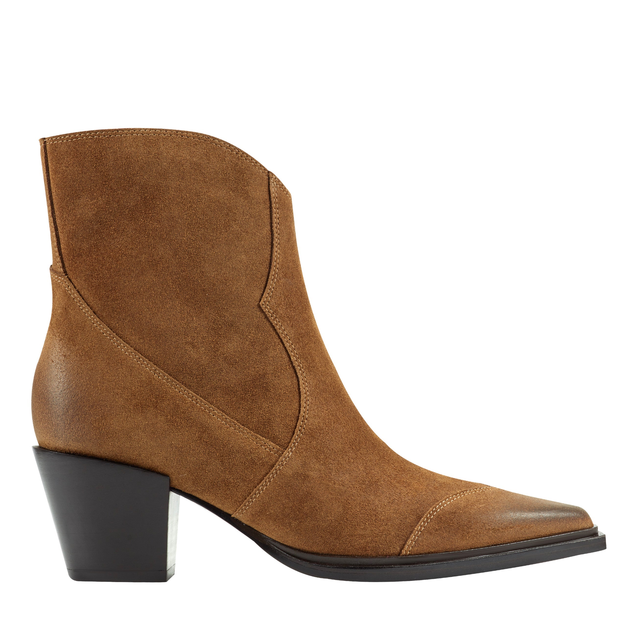 Giulie Western Ankle Bootie - Natural Suede