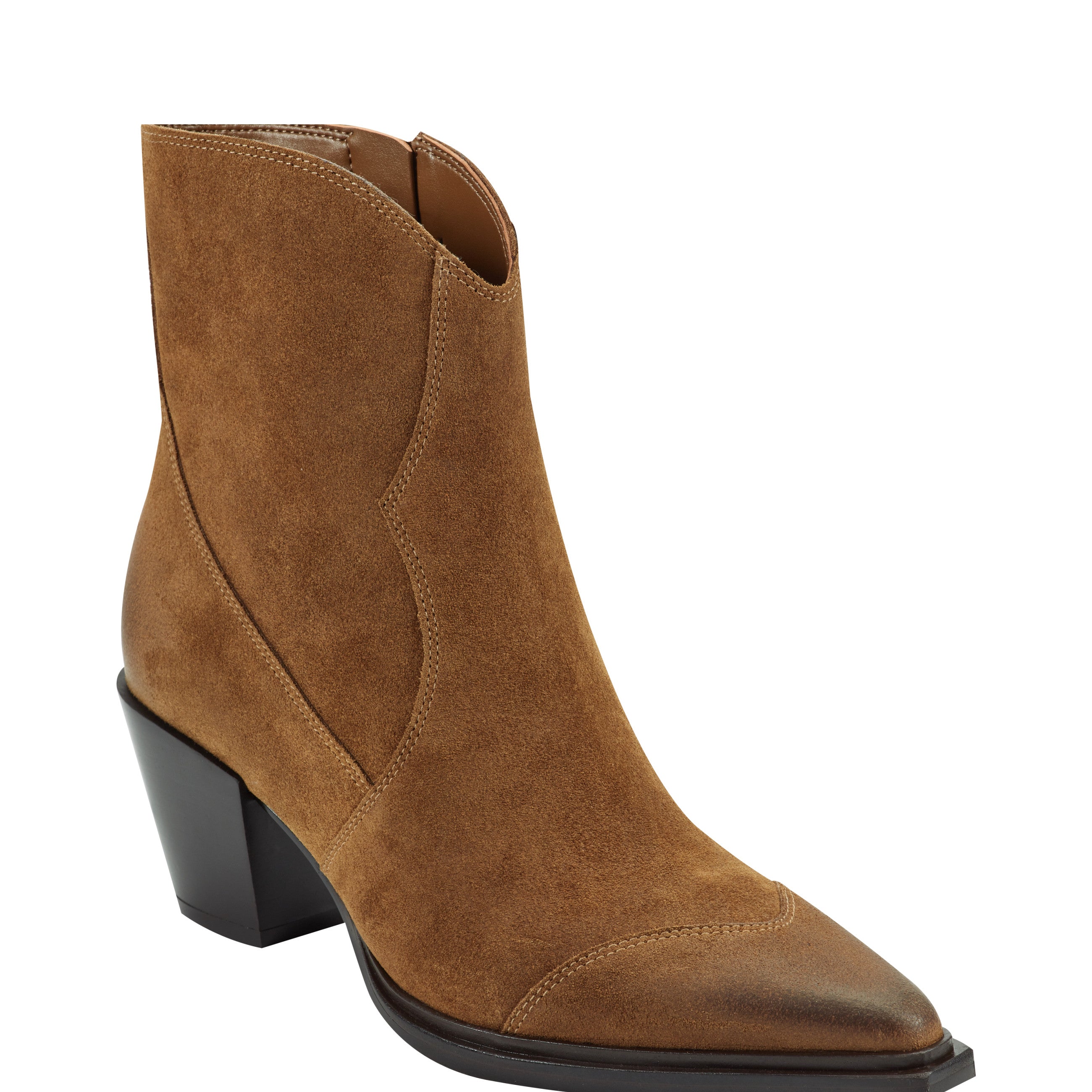 Giulie Western Ankle Bootie - Natural Suede