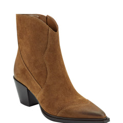 Giulie Western Ankle Bootie - Natural Suede