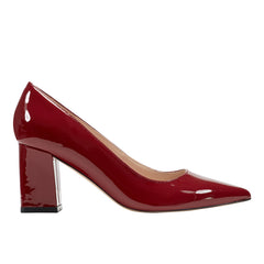 Zala Block Heel Pointy Toe Pump - Red Patent Leather