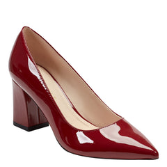Zala Block Heel Pointy Toe Pump - Red Patent Leather