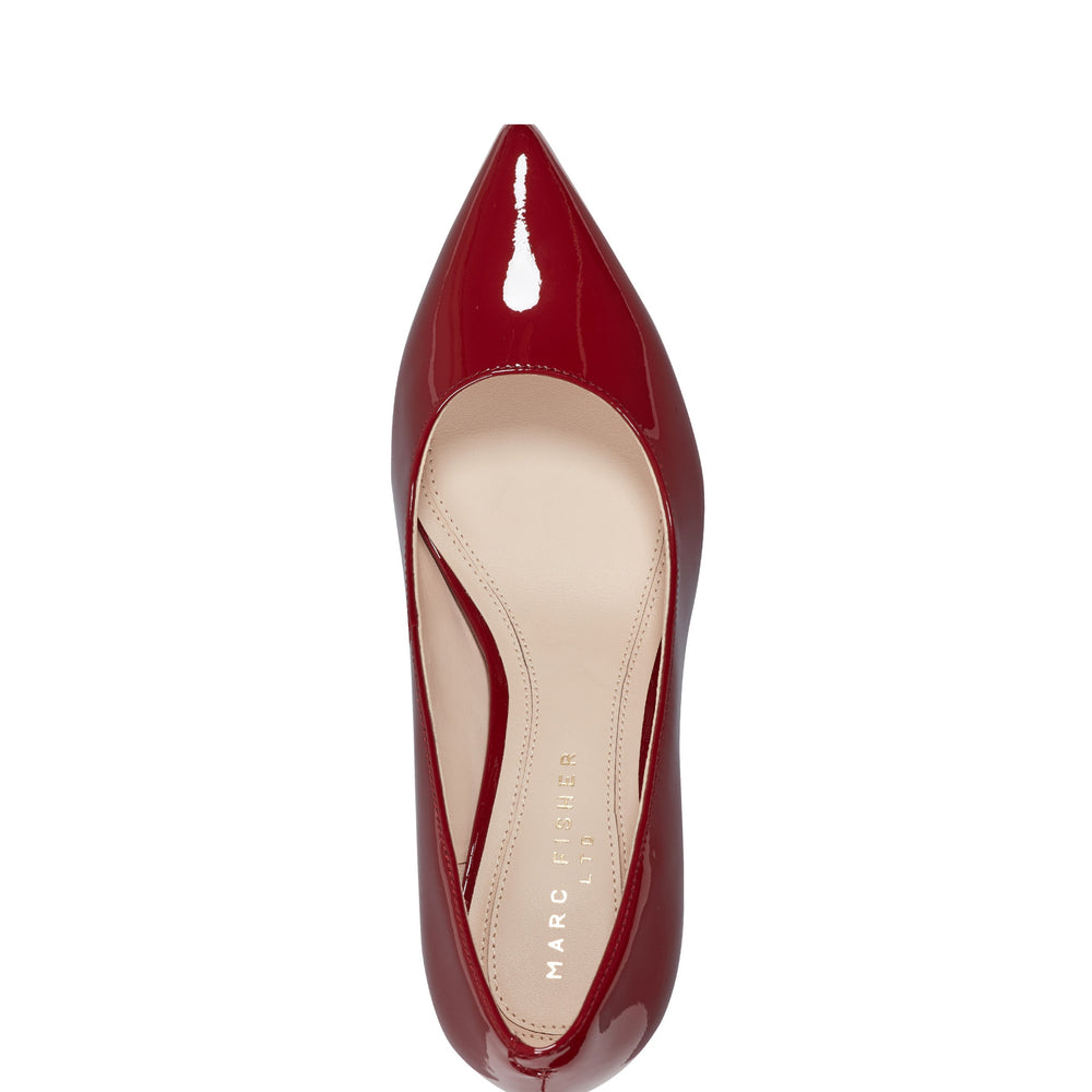 Zala Block Heel Pointy Toe Pump - Red Patent Leather