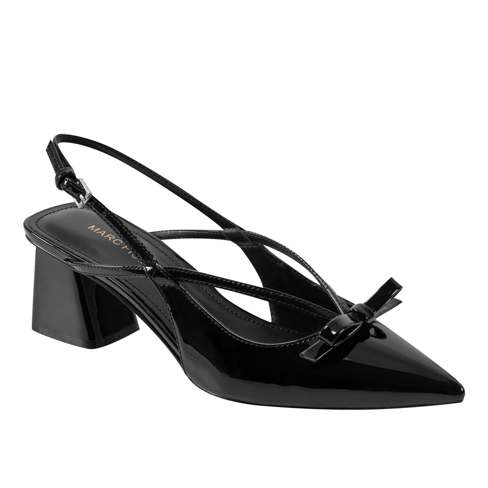 Laily Bow Slingback Pump - Black Patent