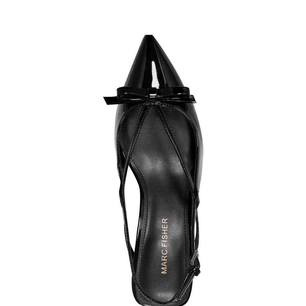 Laily Bow Slingback Pump - Black Patent