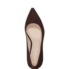 Zala Block Heel Pointy Toe Pump - Dark Brown Suede
