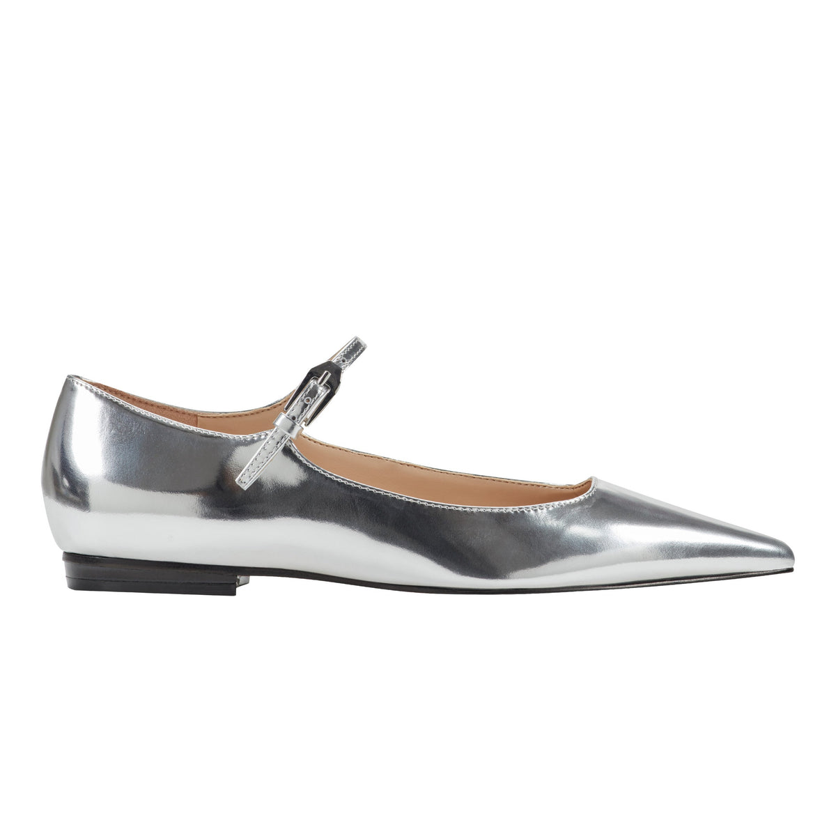 Trella Mary Jane Flat - Silver Metallic