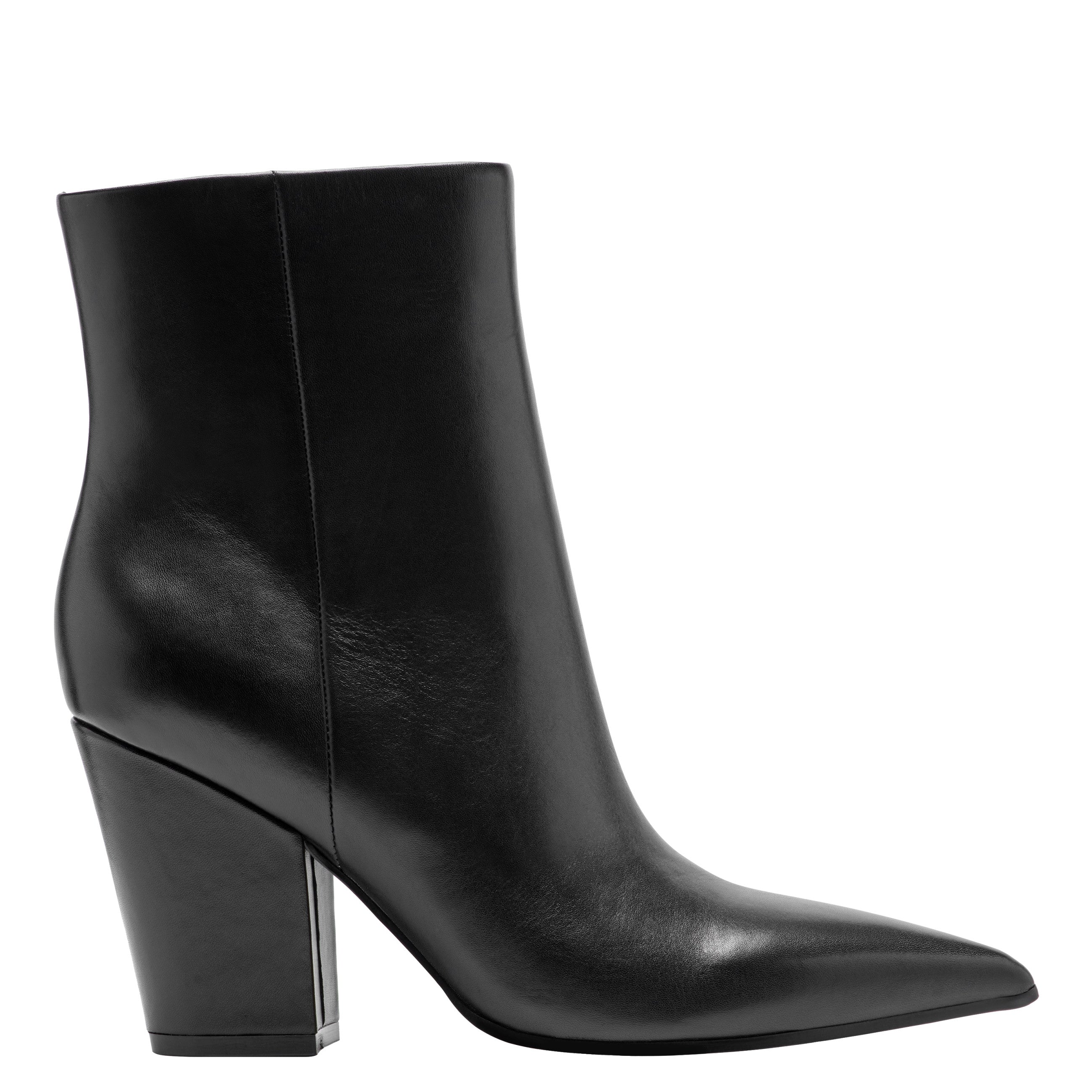 Elynna Block Heel Bootie - Black Leather