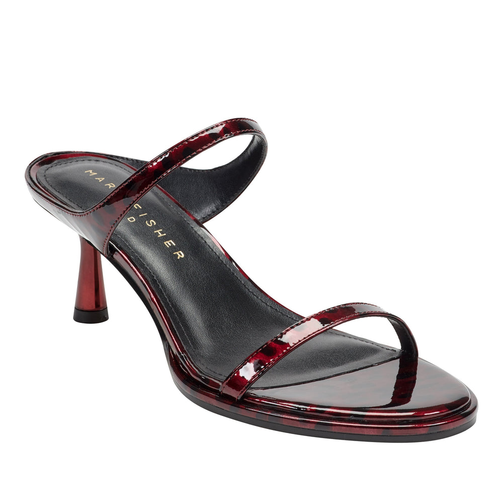 Alonde Heeled Slide Sandal - Dark Red Patent Leather