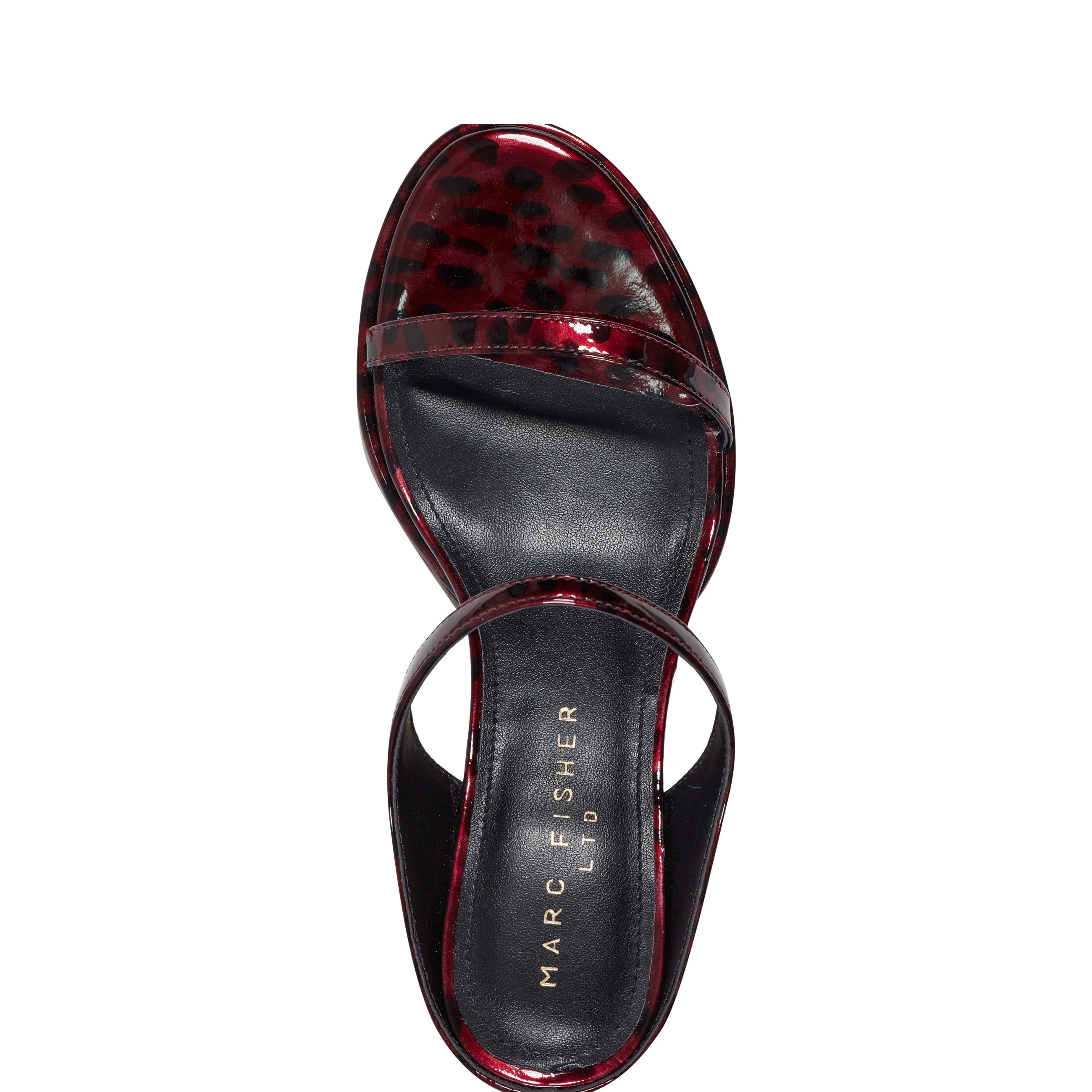 Alonde Heeled Slide Sandal - Dark Red Patent Leather