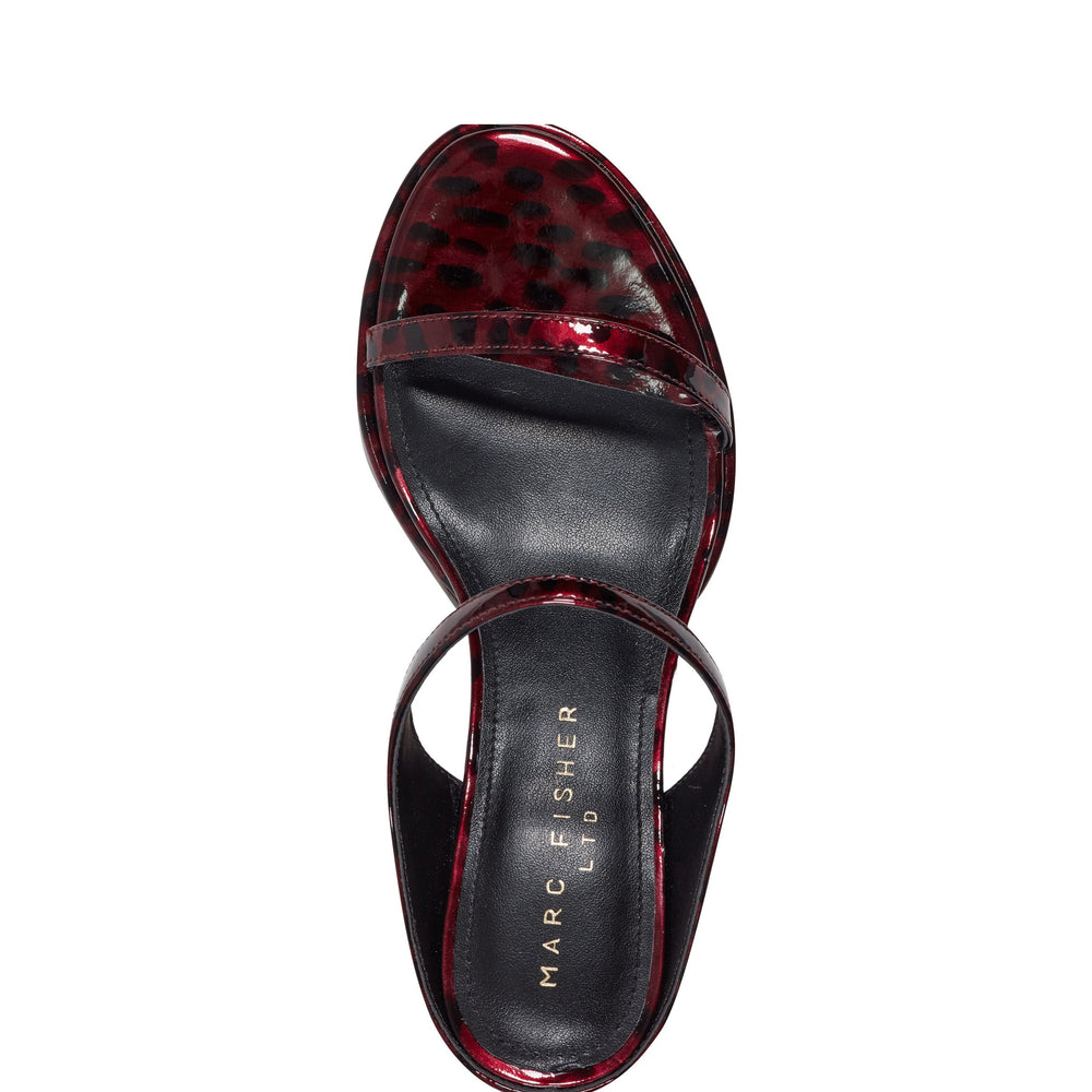 Alonde Heeled Slide Sandal - Dark Red Patent Leather