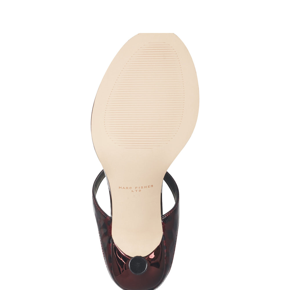 Alonde Heeled Slide Sandal - Dark Red Patent Leather