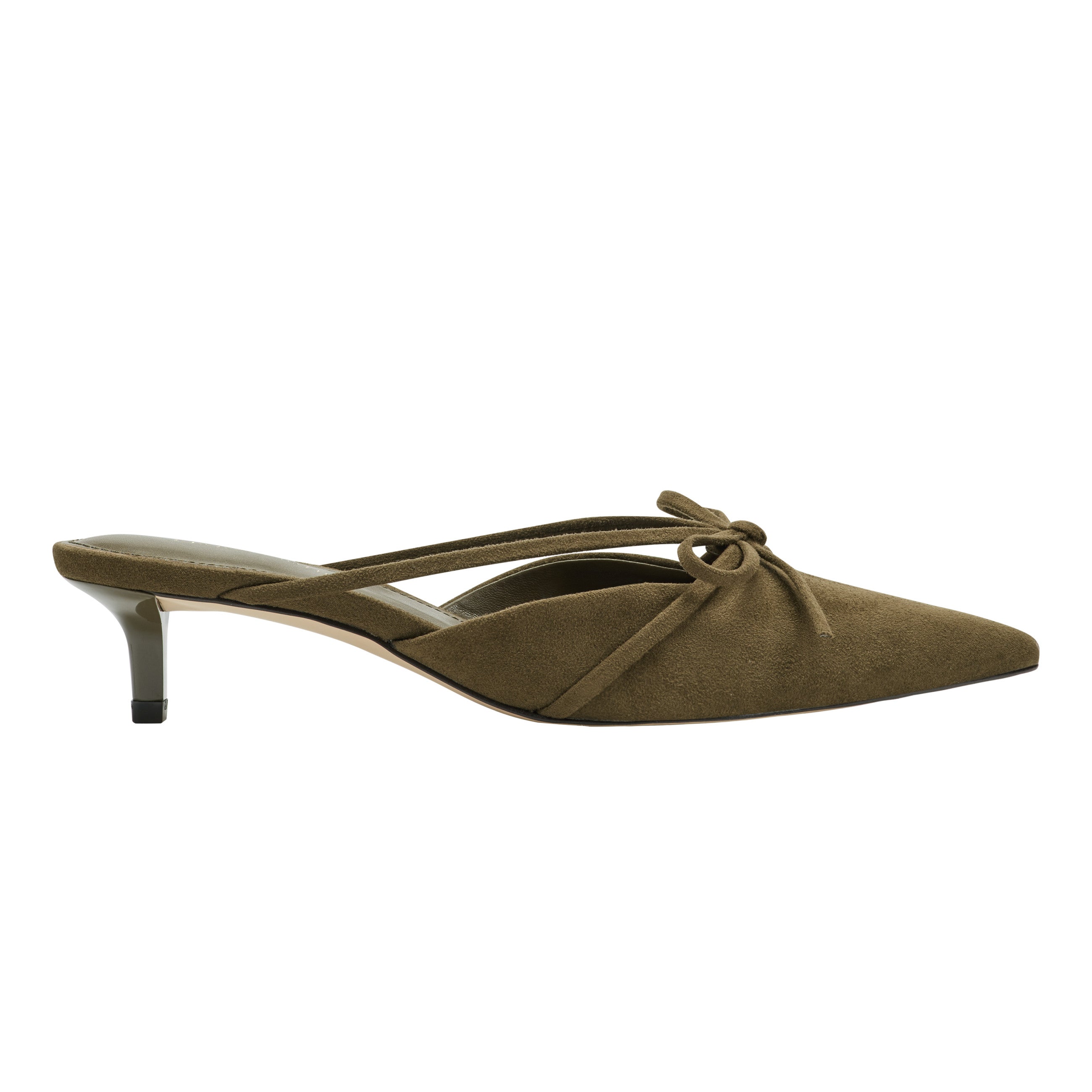 Florin Kitten Heel Mule - Olive Green