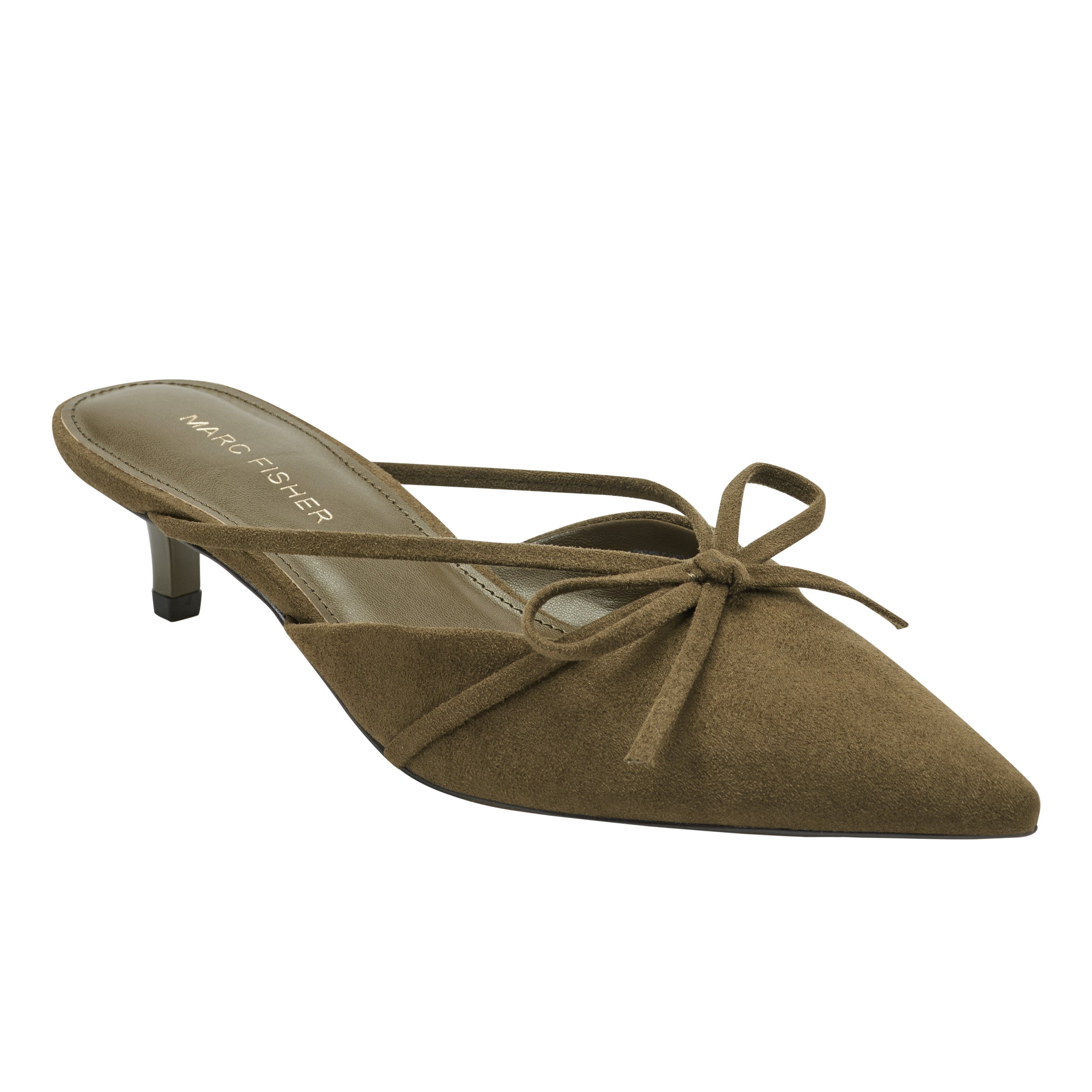 Florin Kitten Heel Mule - Olive Green