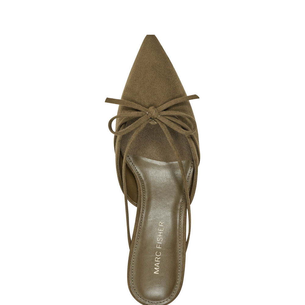 Florin Kitten Heel Mule - Olive Green