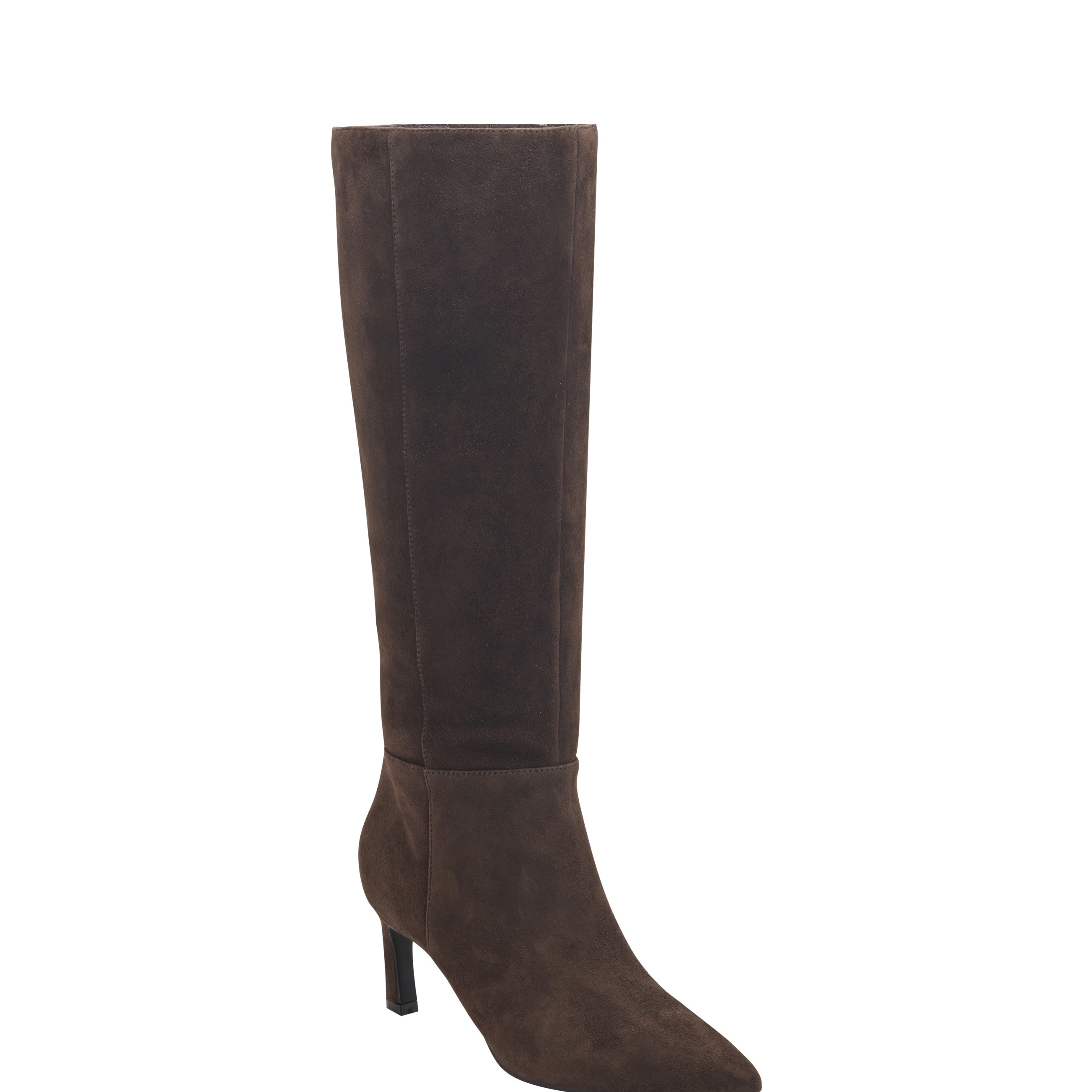 Lucinda Kitten Heel Boot - Dark Brown Suede