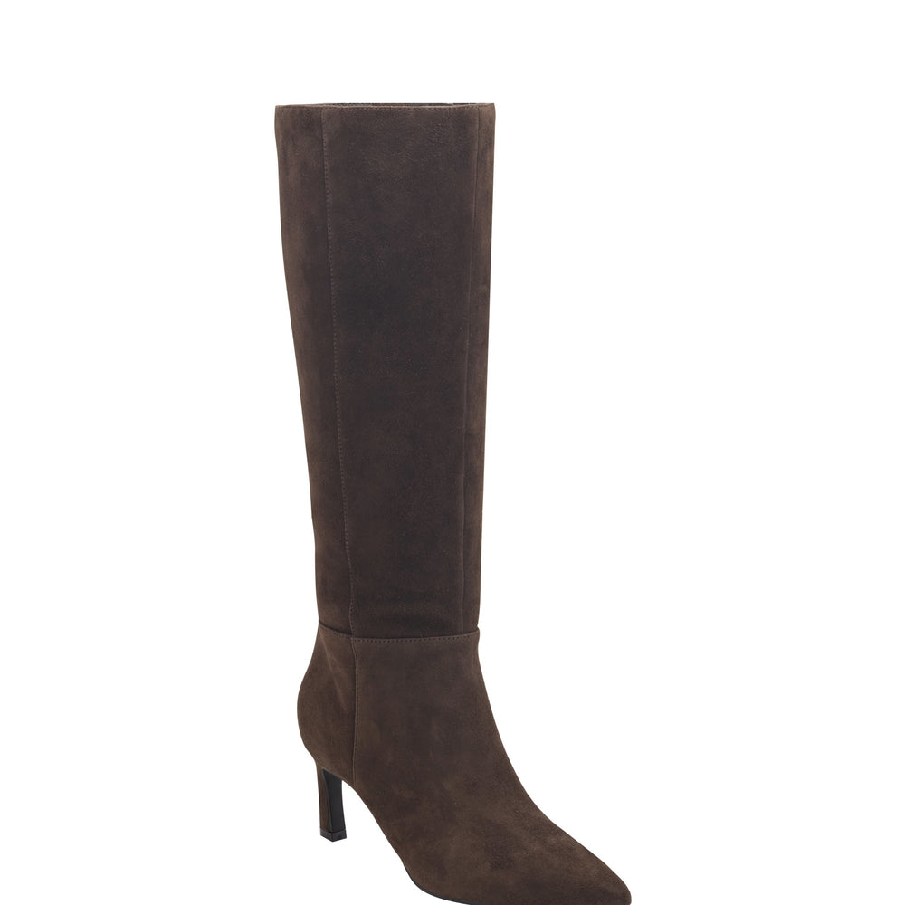 Lucinda Kitten Heel Boot - Dark Brown Suede