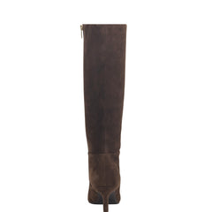 Lucinda Kitten Heel Boot - Dark Brown Suede