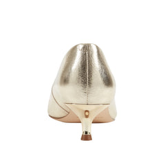 Cecile Kitten Heel Pump - Gold Leather