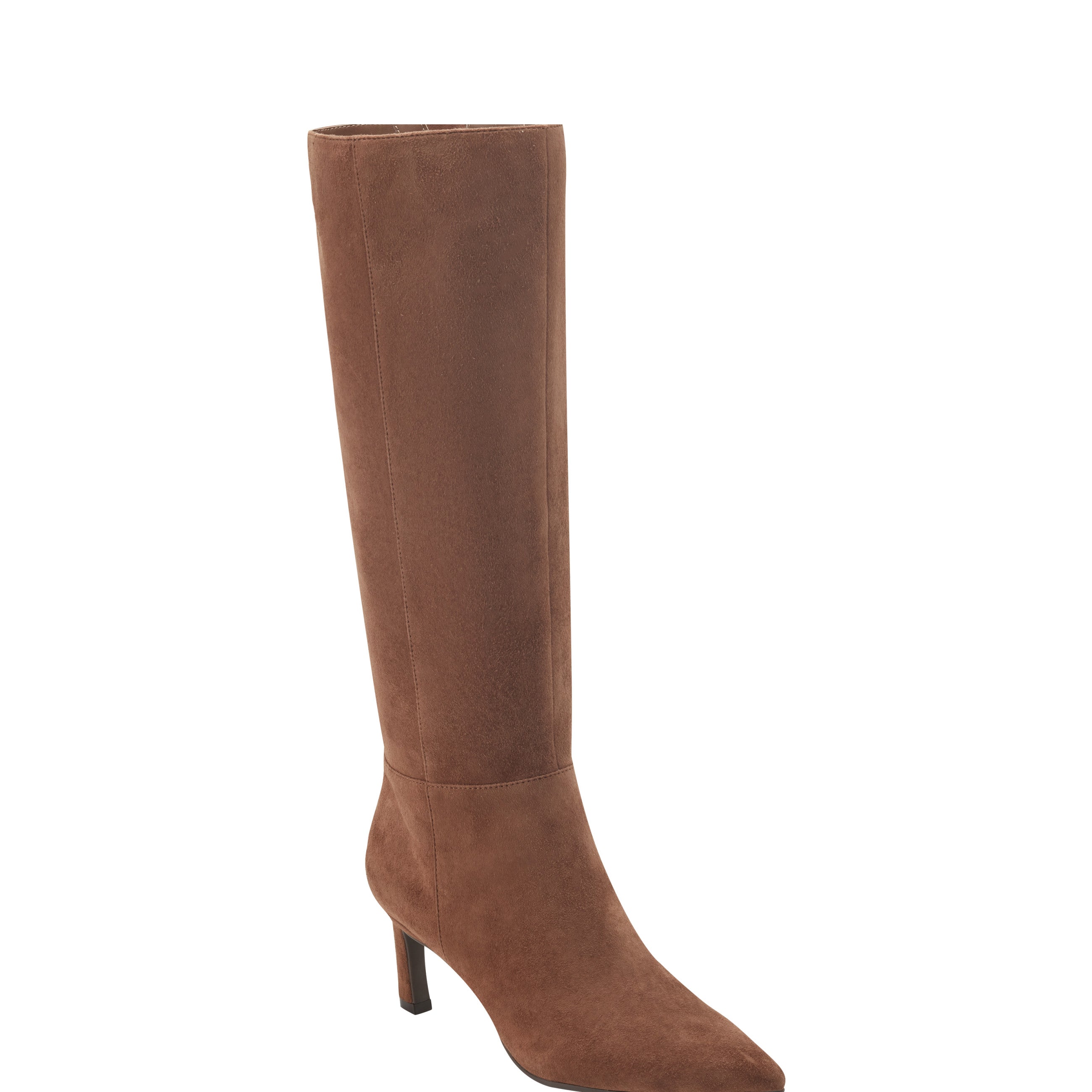 Lucinda Kitten Heel Boot - Tan Suede