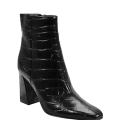 Novella Block Heel Ankle Bootie - Embossed Black Croco Leather