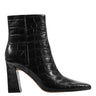 Novella Block Heel Ankle Bootie - Embossed Black Croco Leather