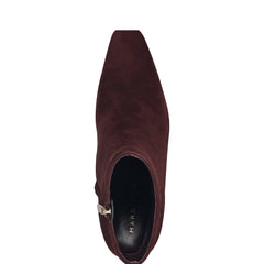 Novella Block Heel Ankle Bootie - Dark Red Suede