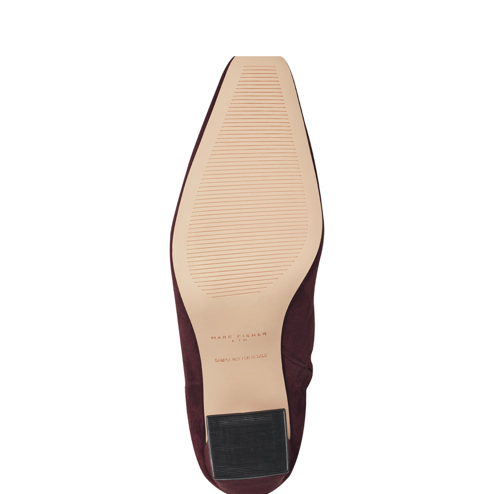 Novella Block Heel Ankle Bootie - Dark Red Suede