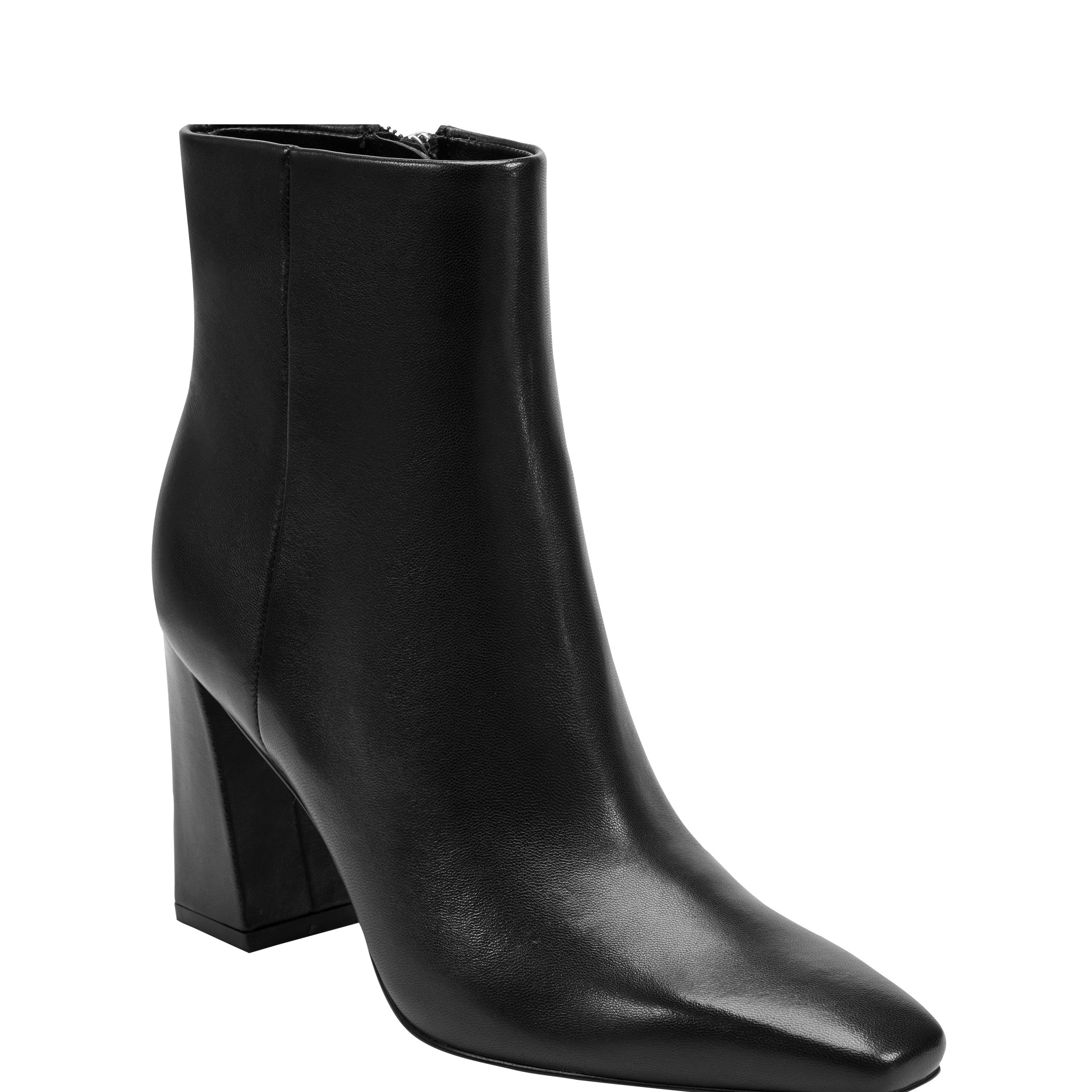 Novella Block Heel Ankle Bootie - Black Leather