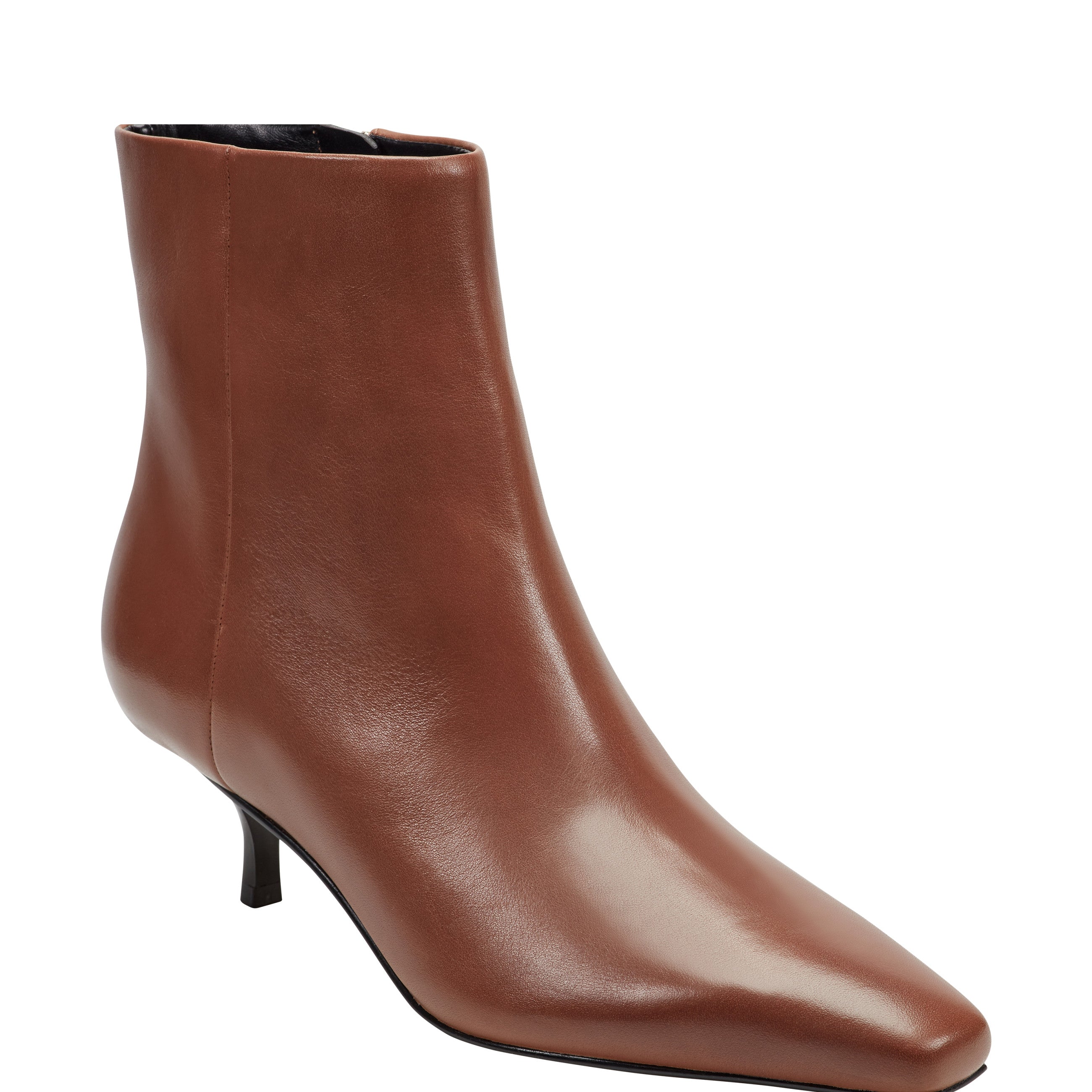 Kiona Kitten Heel Ankle Bootie - Cognac Leather
