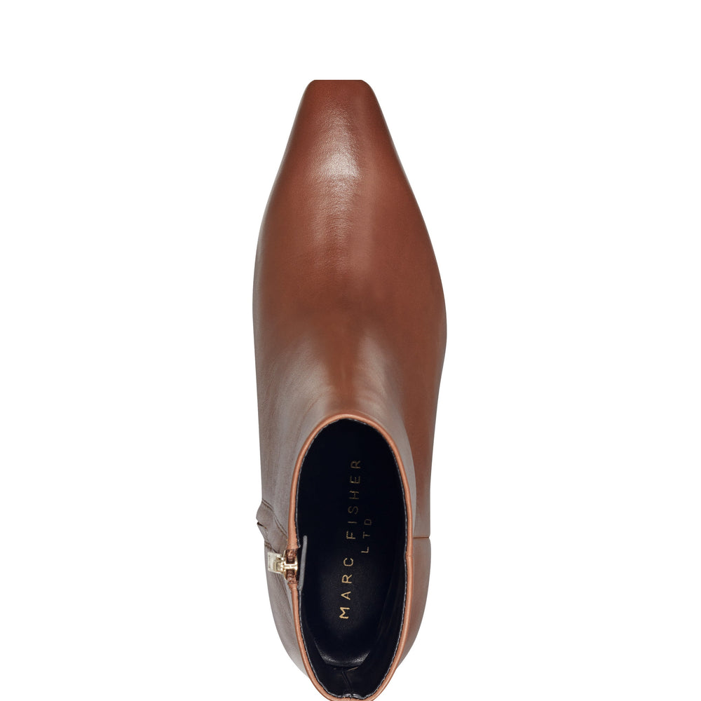 Kiona Kitten Heel Ankle Bootie - Cognac Leather