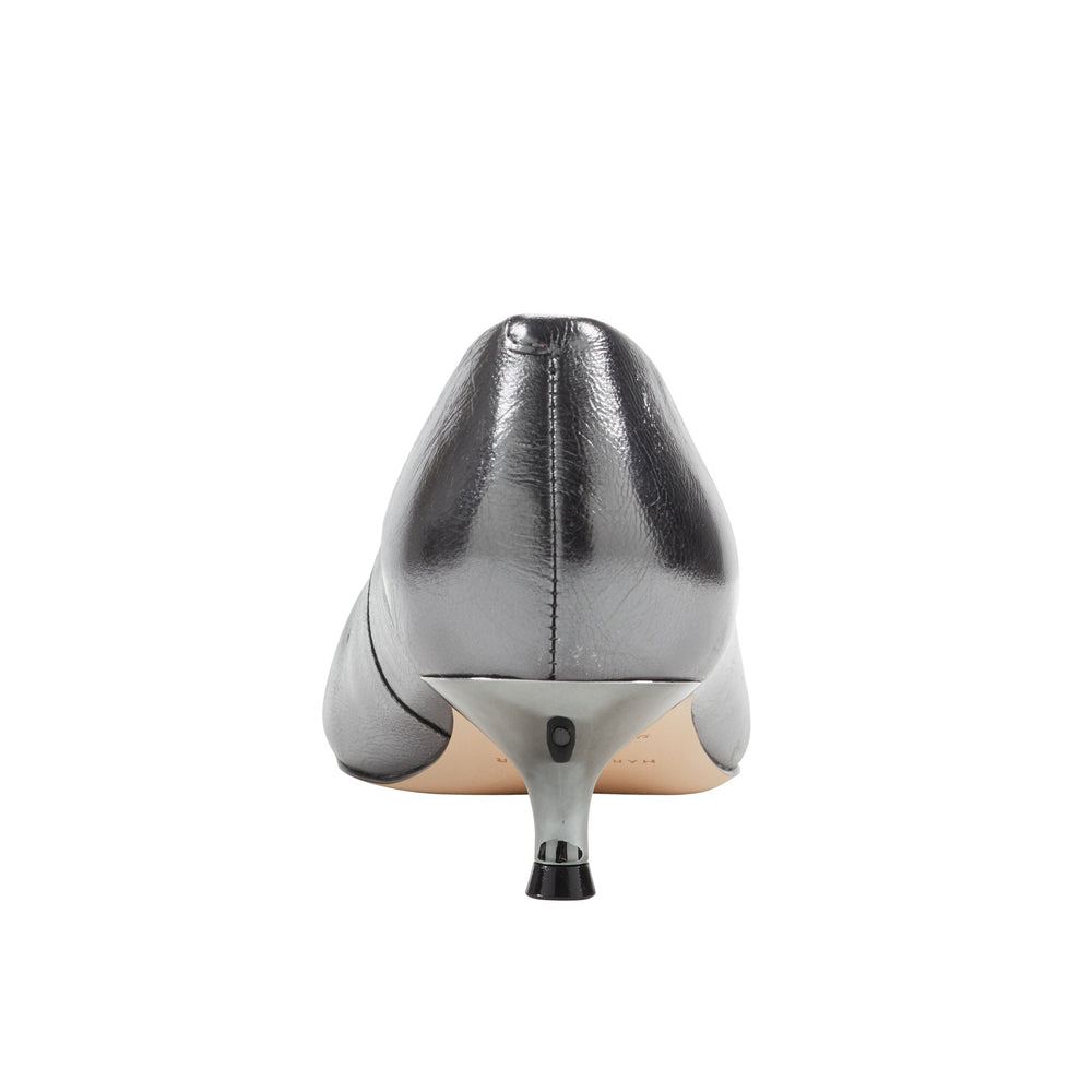 Cecile Kitten Heel Pump - Silver Leather