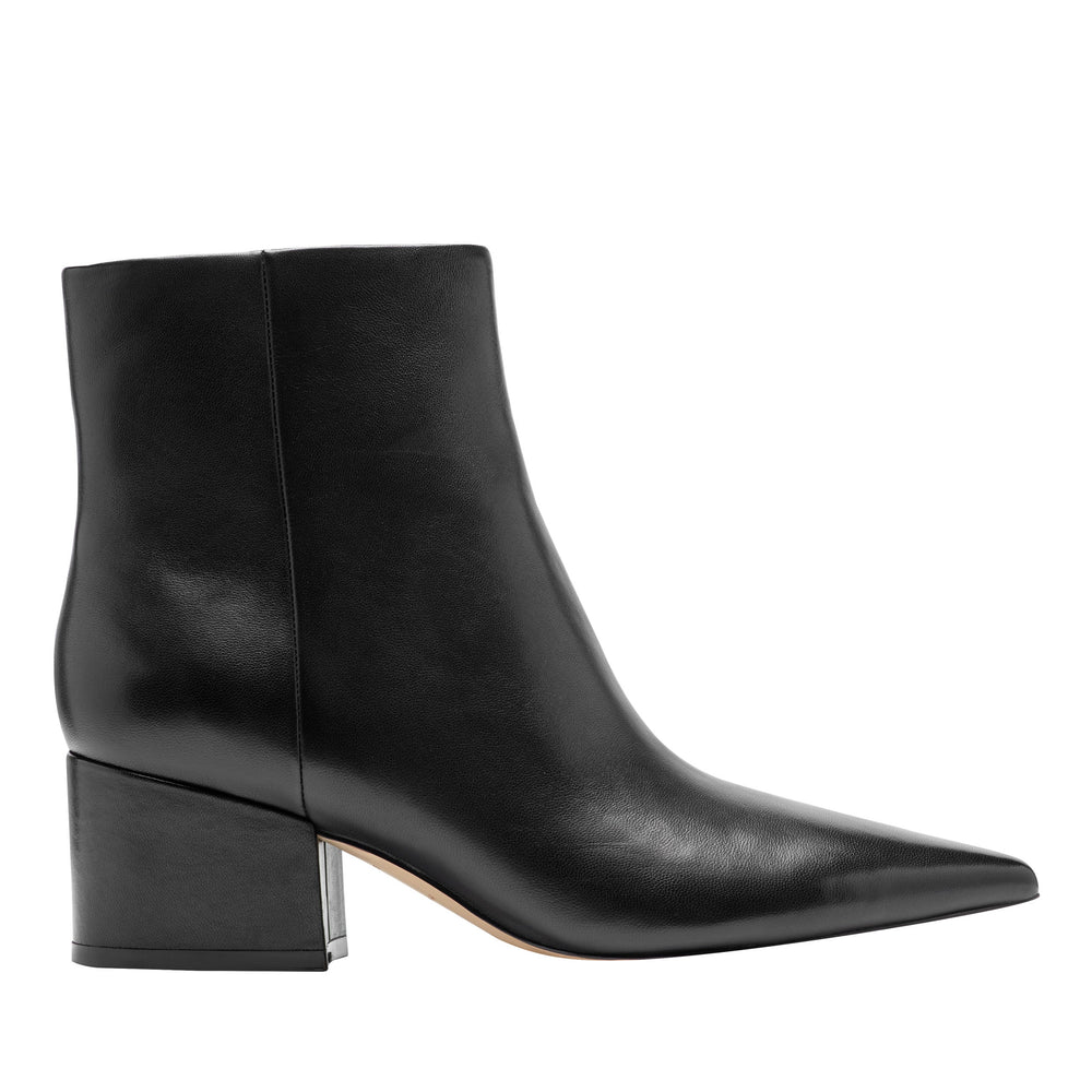 Alfie Block Heel Ankle Bootie - Black Leather