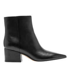 Alfie Block Heel Ankle Bootie - Black Leather