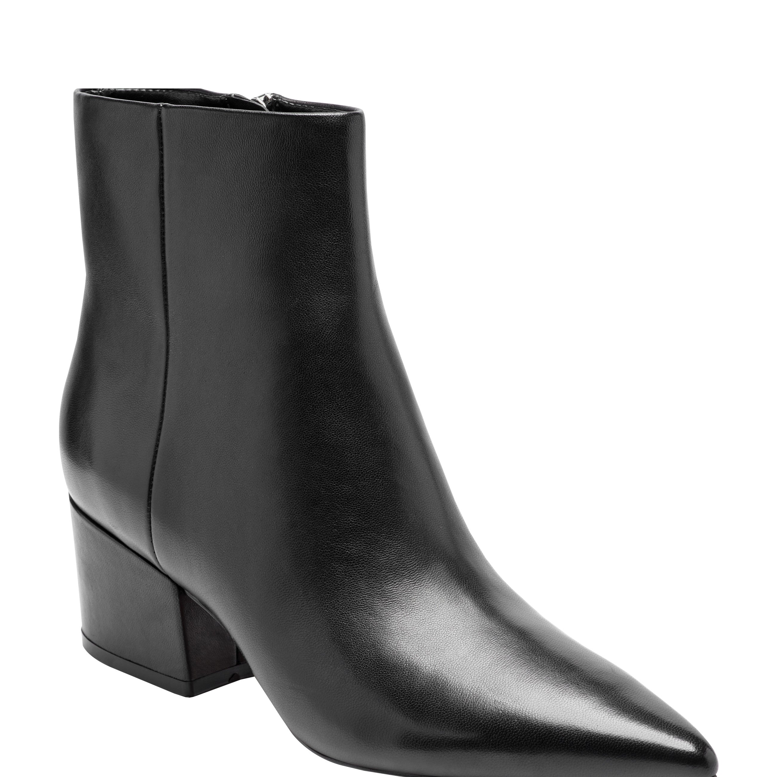 Alfie Block Heel Ankle Bootie - Black Leather