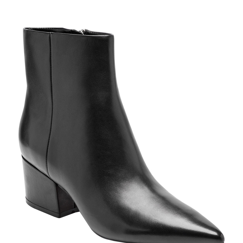 Alfie Block Heel Ankle Bootie - Black Leather