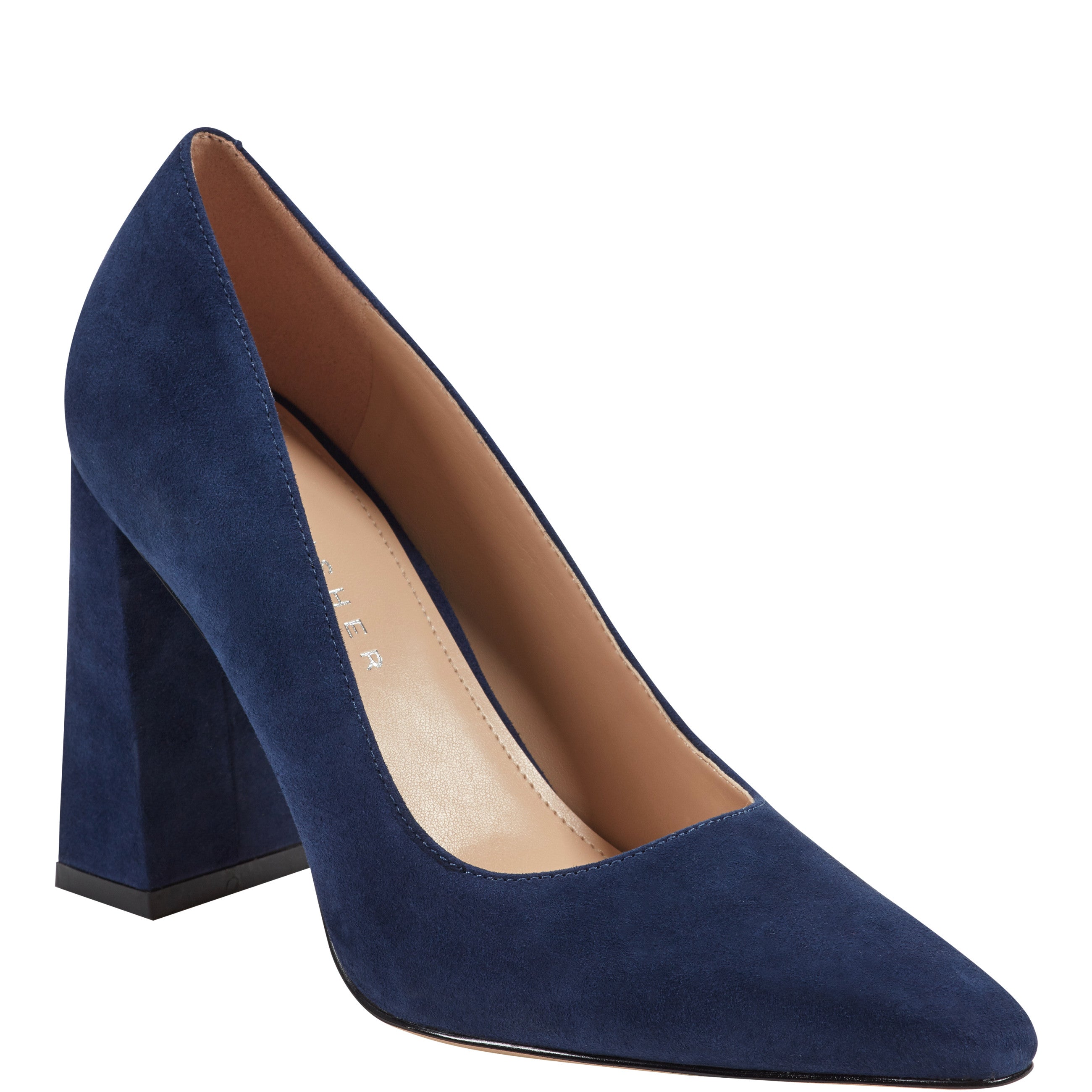Minny Block Heel Pump - Navy Suede